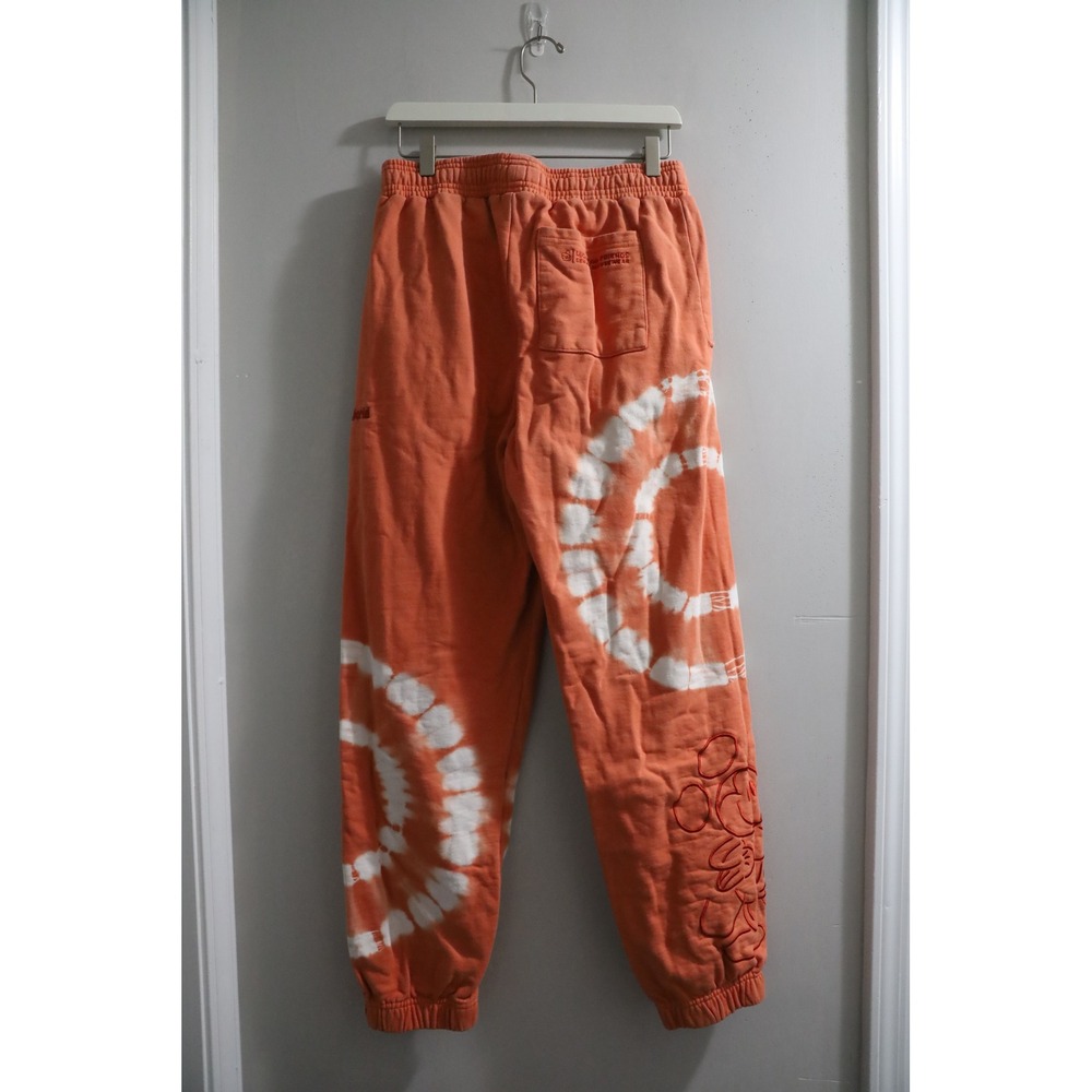 Disney Mickey Mouse Orange Tie Dye Sweatpants Embroidered Joggers Size XL - Picture 4 of 6